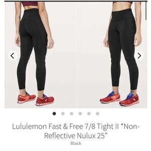 Lululemon Fast & Free 7/8 Tight II Non Reflective Nulux 25 Womens 8 Bundle Lot 2